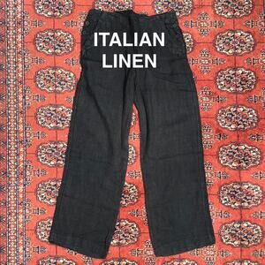 Blukey Black US 5 100% Linen Pants Made & Purchased in Italy